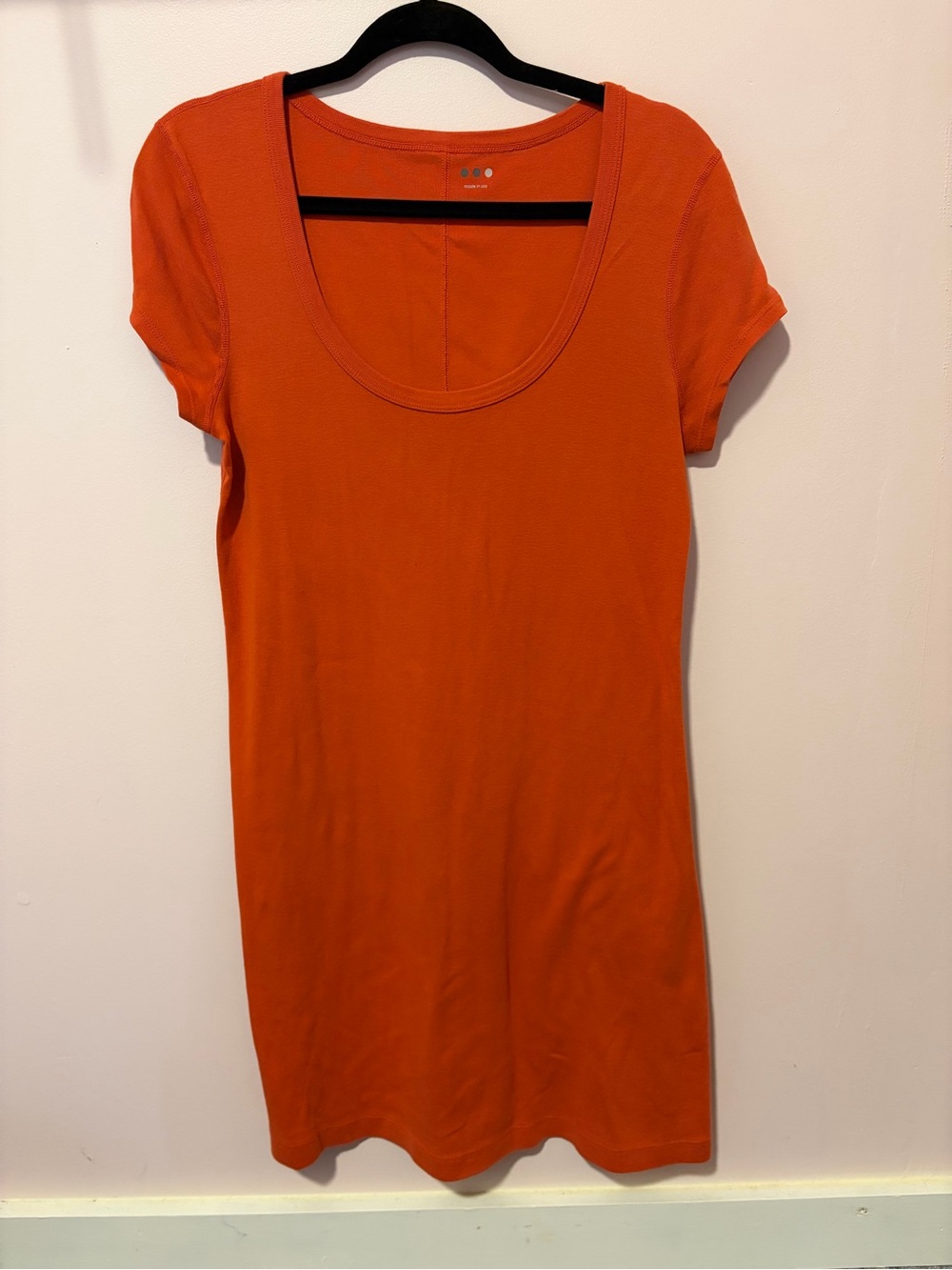Three Dots Scoop Neck Short Sleeve Dress - Bright Orange